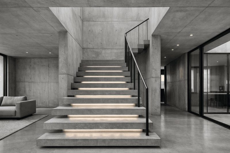 Beton architektoniczny na klatce schodowej – trend w nowoczesnych, industrialnych wnętrzach
