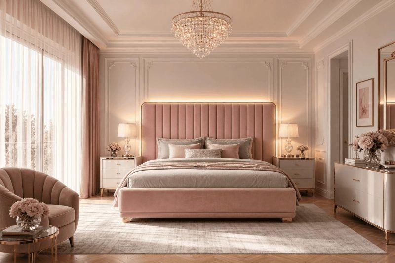 Sypialnia w stylu glamour