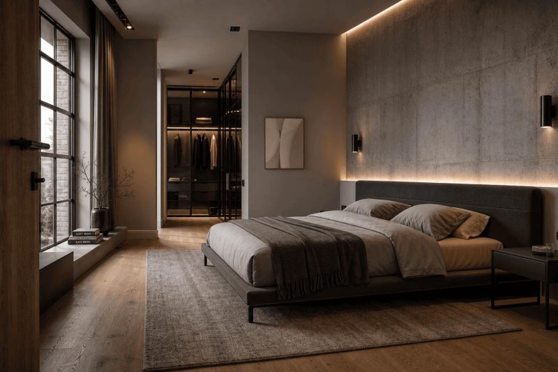 Sypialnia w stylu soft loft