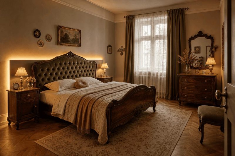 Sypialnia w stylu vintage