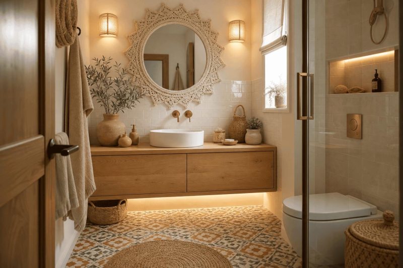 Mała łazienka w stylu Boho