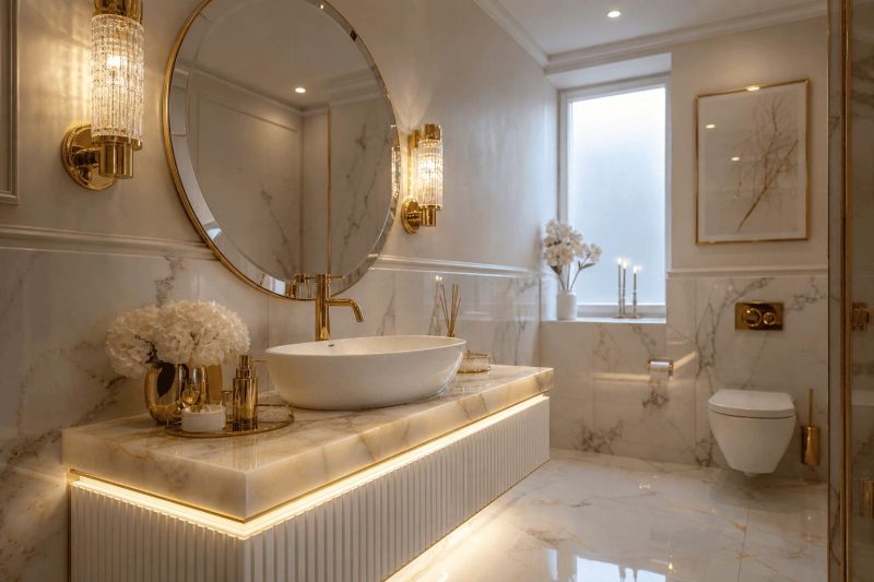 Mała łazienka w stylu Glamour
