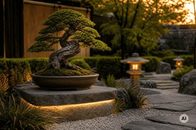 Bonsai w ogrodzie