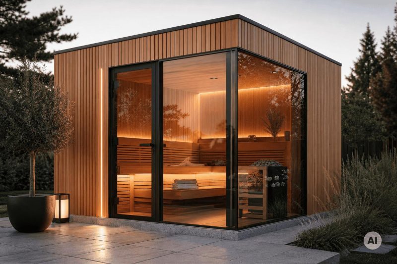 Kwadratowa sauna ogrodowa