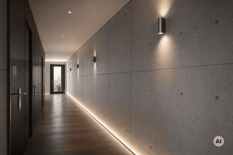 Beton architektoniczny w korytarzu